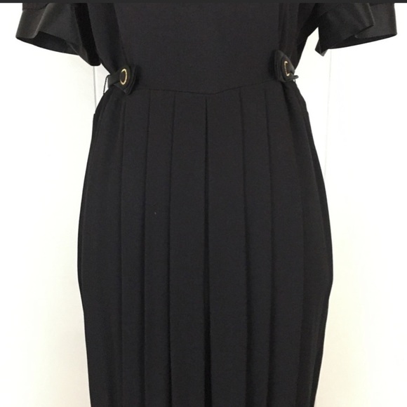 Vintage jumpsuit 80s 90s retro VTG EUC black tieback medium small full length - Picture 3 of 14